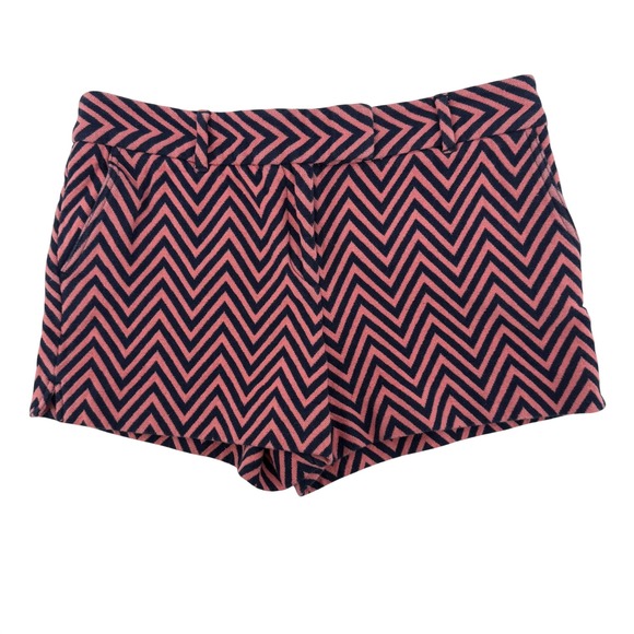 ANN TAYLOR LOFT Pants - ANN TAYLOR LOFT Women's Size 10 The Riviera Shorts Pink Navy Chevron 100% Cotton